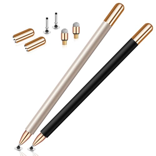 Double-Tipped Stylus, Stylus Pen for Touchscreen, High Sensitivity, Magnetic Caps, Stylus Pen for iPhone, iPad, Android, Galaxy Microsoft,Chromebook Tablet,Compatible with Capacitive Touch Screen - color: Black/Gold