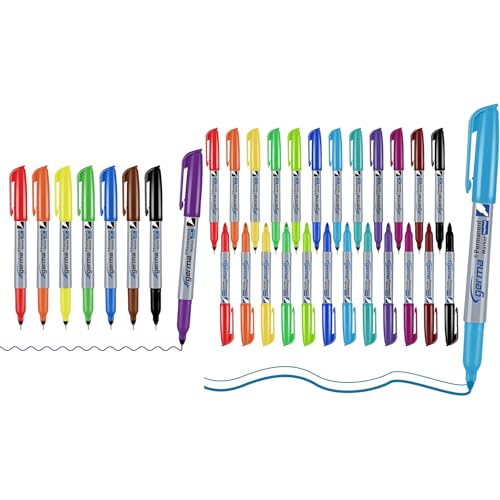 Cgerma Colored and 24 Pack Color Permanent Markers, Fine Tip and Ultra Fine Point, 12 Vibrant Assorted Colors Permanent Markers