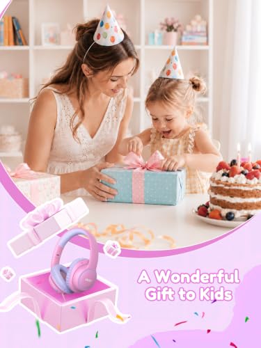 Acer Kids Headphones Wired for School - Over Ear Design, 85/94dB Safe Volume Limit, 3.5mm Jack Foldable Headphones for Toddler Boys Girls Classroom Yoto Player Chromebook Travel (Pink Purple) - color: Pink Purple