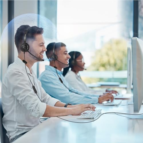 Arama Headset with Microphone for Pc, USB Headset with Mic, Computer Headphones with Noise Canceling Microphone for Laptop, Wired Headphones with Mute for Home Office Online Class Skype Zoom Meetings