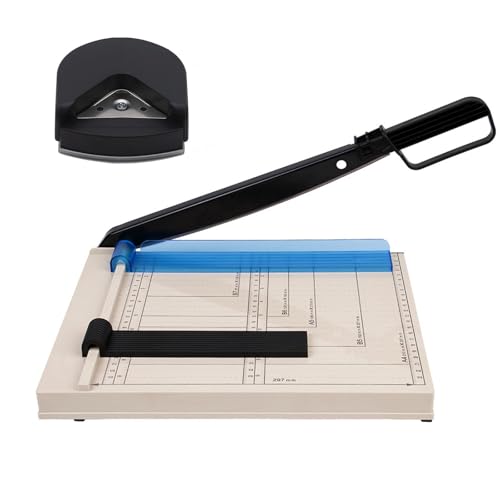 A4 Paper Cutter,12" Titanium Blade Guillotine Trimmer with Corner Rounder,12-Sheet Capacity for Cardstock, Vinyl, Photos, Crafts, Labels & Coupons