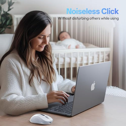 XBG B15pro Wireless Bluetooth Mouse, Bluetooth 5.0/4.0 & 2.4G Tri-Mode, Type-C Rechargeable with LED Screen Display, Ergonomic Silent Click for Laptop/PC/Tablet, Multi-Device & Office Use-White - style: B15 Pro-White