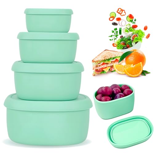 Anatole Silicone Food Storage Containers 4 Pcs Lunch Bento Box with Lids Leakproof Dishwasher Microwave Oven Freezer Safe BPA Free CPC Certified (30oz 20oz 10oz 6.7oz) - color: 4 Pack - Mint Green