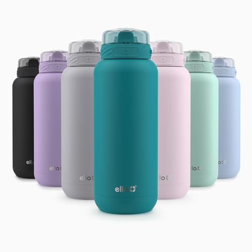 Ello Cooper 22oz Stainless Steel Water Bottle with Straw and Carry Handle, Double Walled and Vacuum Insulated Metal, Leak Proof Locking Lid with Soft Silicone Spout, Reusable, BPA Free, Antigua - color: Antigua, size: 22 Ounces