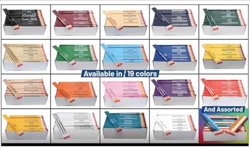 Pencil Guy Promotional Gold Round Pencils | Personalized Imprinted, 144 to a box, 19 color(s) to choose from - color: Gold, size: 1 Count (Pack of 144)