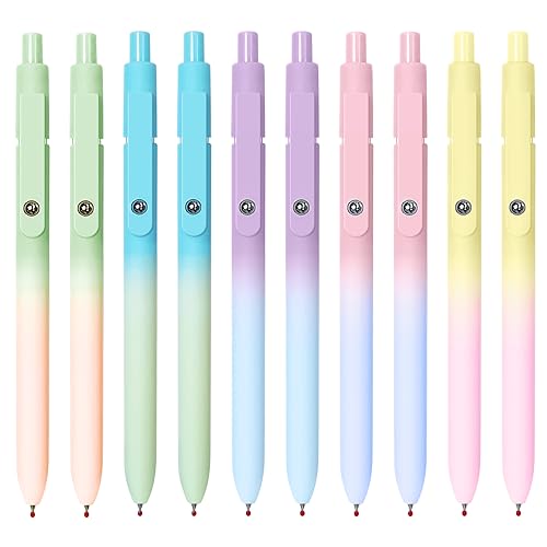 UIXJODO Gel Pens, 10 Pcs Black Ink Pens for Women, 0.7mm Medium Point Smooth Writing Pens with Silicone Grip, High-End Series Metal Clip Retractable Pens for Journaling Note Taking (10 Pcs Pastel) - color: 10 Pcs Pastel