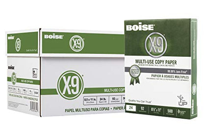 Boise Paper X-9 Multi-Use Copy Paper - 10 Ream (5000 Sheets) | 8.5" x 11" Letter | 92 Bright White - 24 lb. | CC2241-CTN - size: 10 Reams (5000 Sheets), style: 8.5 x 11, 24 lb.