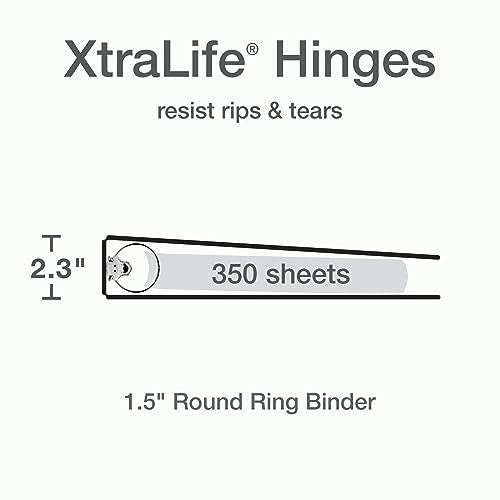 Cardinal 3 Ring Binders, 1.5 Inch, Round Rings, Holds 350 Sheets, ClearVue Presentation View, Non-Stick, Assorted Bright Colors, 6 Pack (79557)
