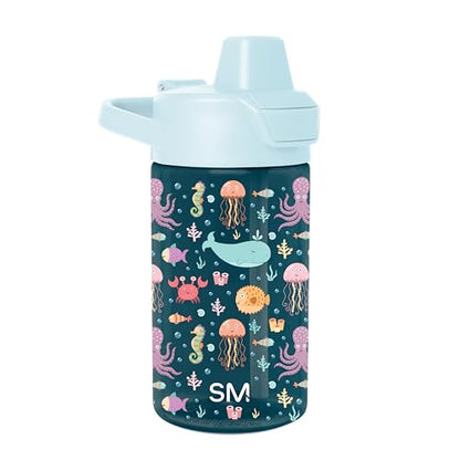Simple Modern Kids Tritan Plastic Summit Water Bottle | 12 oz BPA-Free Cup with Covered Leak Proof Straw Lid for Girls, Boys, Toddlers | Under the Sea - color: -Under the Sea, style: Covered Lid | 12oz