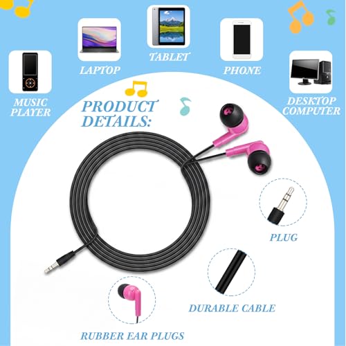 Kigeli 300 Packs Bulk Earbuds Headphones Wired Earphones for Classroom Kids Colorful in Ear Students Ear Buds with 3.5mm Jack for Laptop School Library Supplies, No Microphone (Pure Black) - color: Pure Black