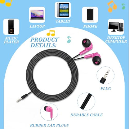 Kigeli 300 Packs Bulk Earbuds Headphones Wired Earphones for Classroom Kids Colorful in Ear Students Ear Buds with 3.5mm Jack for Laptop School Library Supplies, No Microphone (Pure Black) - color: Pure Black