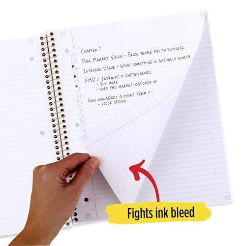 Five Star Spiral Notebooks, 1 Subject, College Ruled, 11" x 8-1/2", Cute Designs Bright Colors, 3 Pack, Design May Vary.
