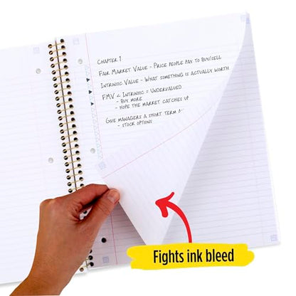 Five Star Spiral Notebooks, 1 Subject, College Ruled, 11" x 8-1/2", Cute Designs Bright Colors, 3 Pack, Design May Vary.