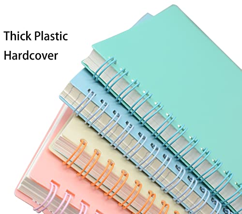 Yansanido Spiral Notebook, 4 Pcs A5 Thick Plastic Hardcover 8mm Ruled 4 Color 80 Sheets -160 Pages Journals for Study and Notes (Light Pink,Light Green,Light Blue,ivory, A5 5.7" x 8.3"-Ruled)