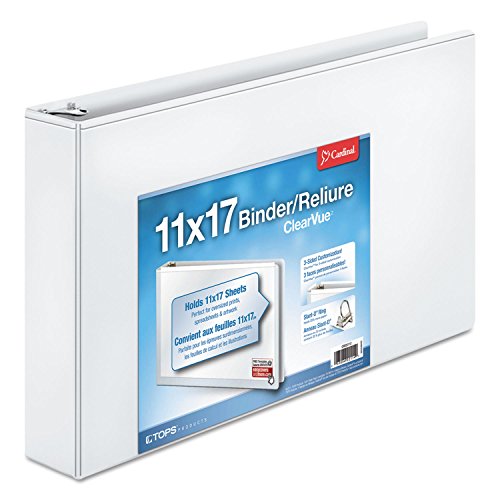 Cardinal 22132 Clearvue D-Ring Binders, 11-Inch x17-Inch, 2-Inch Capacity, White