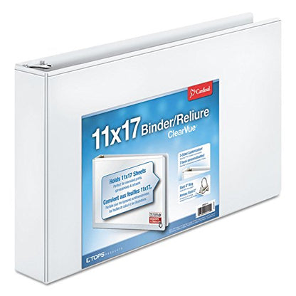 Cardinal 22132 Clearvue D-Ring Binders, 11-Inch x17-Inch, 2-Inch Capacity, White