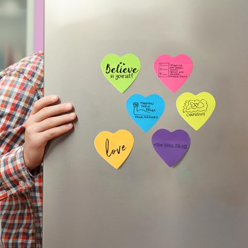 Mr. Pen- Heart Sticky Notes, 2.8"x2.85", 12 Pads, 720 Sheets, Bright Color | Heart Shaped Sticky Notes Bulk, Cute Self-Stick Note Pads, Perfect for Office, School, Home, Study & Organization - color: Bright