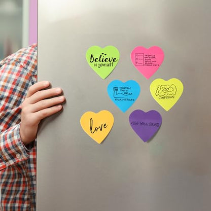 Mr. Pen- Heart Sticky Notes, 2.8"x2.85", 12 Pads, 720 Sheets, Bright Color | Heart Shaped Sticky Notes Bulk, Cute Self-Stick Note Pads, Perfect for Office, School, Home, Study & Organization - color: Bright