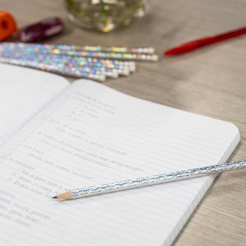 BAZIC PRODUCTS Iridescent Holographic #2 Pencils, Eraser, 8 Count | Holographic shimmer barrels; #2 HB lead; eraser tops; school; gifts; party favors; fun everyday writing - size: 1 Count (Pack of 1)