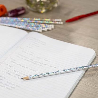 BAZIC PRODUCTS Iridescent Holographic #2 Pencils, Eraser, 8 Count, 24-Box | #2 HB lead, Holographic shimmer barrels, eraser tops, school, gifts, party favors, fun everyday writing - size: 1 Count (Pack of 24)