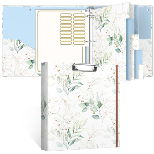 Rouidr 3 Ring Binder, 2 Inch Round Ring Binder Organizer with Clipboard, 5 Dividers Tabs, A4 8.5 x 11 Inch Paper & Clear Sleeves for School, Office Supplies, Leaves - color: Leaves, size: 2in(Letter Size)