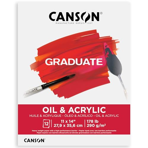 Canson Graduate Oil and Acrylic Paint Pad, Foldover, 11x14 inch, 12 Sheets | Artist Paper for Adults and Students - Oil, Acrylic, Mixed Media and Painting - size: 11x14 inch