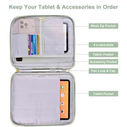 Puffy Tablet Sleeve 9-11", Fits iPad Pro 11" M5/M4 with Slim Case On - color: Green, size: 9-11