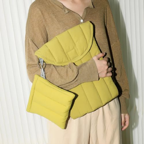 Puffy Laptop Sleeve 15-16 Inch, Soft Laptop Case, Green Set | Compatible with 15-16 Inch Macbook Pro/Air, Asus/Dell/Lenovo Laptops, Protective Carrying Bag with Cable Storage Pouch - color: Green Set, size: 15/16
