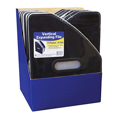 C-Line Vertical Expanding File, 10" Expansion, 13 Sections, 1/12-Cut Tabs, Letter Size, Black