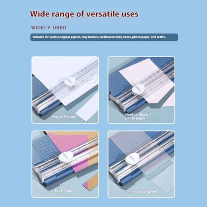 Paper Trimmer Cutter 10.5 Inch Precision Straight Slider | with Side Ruler Cardstock Cutter for Photo Cardstock Label Crafting Scrapbooking Supplies - color: Blue