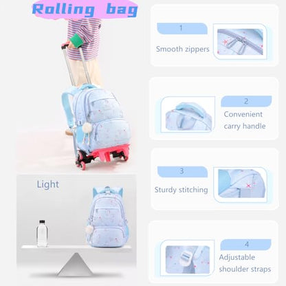 Black Galaxy Print Rolling Backpack for Girls Kids Backpack with Wheels Roller Bookbag Trolley School Bag Wheeled Bag - color: 2 Wheels 05 Black, style: 2 Wheels
