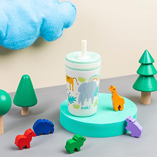 Zak Designs Kelso Toddler Cups For Travel or At Home, 12oz Vacuum Insulated Stainless Steel Sippy Cup With Leak-Proof Design is Perfect For Kids (Safari) - color: Safari