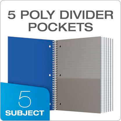 Oxford Spiral Notebooks, 5 Subject, College Ruled Paper, Durable Plastic Cover, 200 Sheets, 5 Divider Pockets, 2 per Pack (10388) - size: 5-Subject