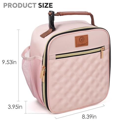 Genteen Kids Lunch Box Insulated Soft Mini Cooler with Bottle Holder, Lightweight Reusable Easy-Clean Lunch bag for Girls, Boys Back to School-Light Pink - color: Light Pink