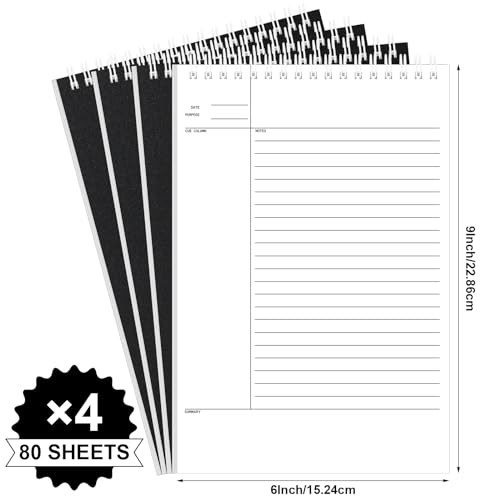 Cholemy 4 Pack Steno Notebooks, 6x9 Inches, 320 Sheets (80 Sheets/pad) Notes Notebook Top Spiral Ruled Writing Pads for School Office Business Students Teachers & Note Taking