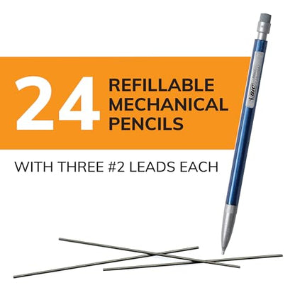 BIC Xtra-Precision Mechanical Pencils with Erasers, Fine Point (0.5mm), 24-Count Pack Mechanical Drafting Pencil Set - size: 24 Count (Pack of 1), style: Fine Point