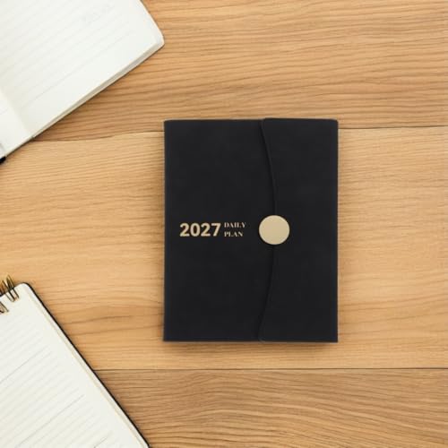 Lurrose 2027 A5 Academic Planner Weekly Monthly Schedule Organizer with Multi-purpose Layout in Faux Leather Cover Portable Calendar Notebook for Professionals and Students