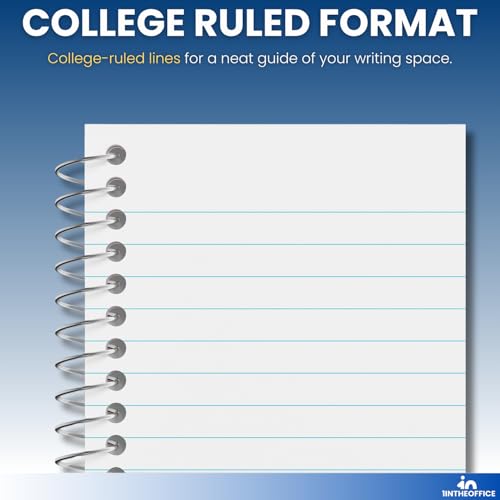 1InTheOffice Wirebound Spiral Memo Books, Memo Pads, 3" x 5", College Ruled, Small Notepad 3x5, Assorted, 75 Sheets/Pad, 10 Pads/Pack