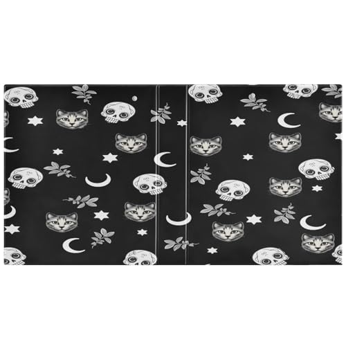 Gothic Moon Skull Cat 3-Ring Binder,1.5 Inch D-Ring Organizer Folder Clipboard Binder for Work Office School - color: Coloe5