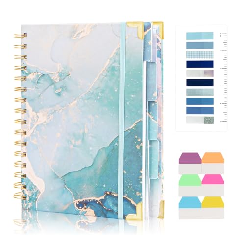 A4 Spiral Notebooks for Work, 300 Pages Lined Spiral Journal Notebook, 5 Subject College Ruled Journals for Writing, 11”x9.25''Journaling Notebooks for School Office Supplies(Blue Marble) - color: Blue01