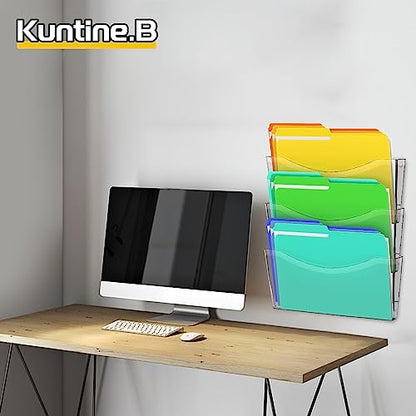 Kuntine.B 6 Pack Clear Single Pocket File Holder Hanging Wall Organizer, Wall Mount Mails Magazines Organizer for Office and Home