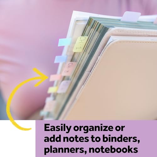 Post-it Sticky Tabs, 1 x 1.5 in, Warm Pastels, 3 Pads, 36 Tabs Total - color: Warm Pastels