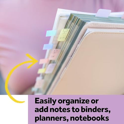 Post-it Sticky Tabs, 1 x 1.5 in, Warm Pastels, 3 Pads, 36 Tabs Total - color: Warm Pastels