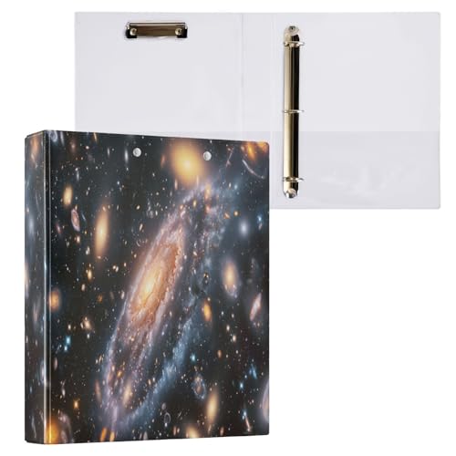 ALAZA 3 Ring Binder Galaxy Universe Space Clipboard Round Ring Binder Holds 1.5 Inch Three Binders Heavy Duty Binders for Office Supplies, 1Pack - color: Multicolored 30
