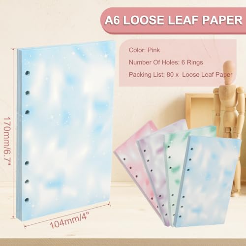 PATIKIL A6 Loose Leaf Paper, 80 Sheets 6.7 x 4" Render Notebook Paper Filler Binder Refill for 6 Ring Binder Note Taking Planner Journals Professionals, Blue - color: Blue