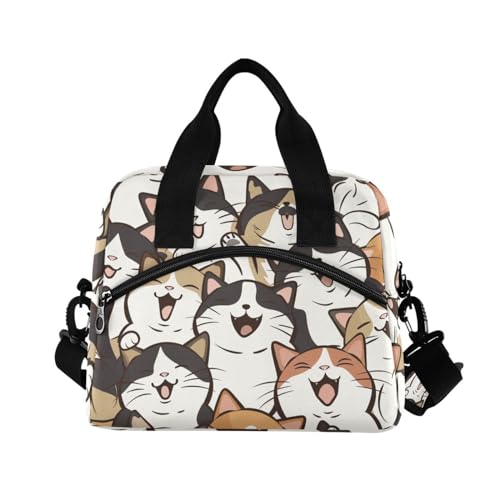 ALAZA Funny Cats Insulated Lunch Bag Women Men Portable Reusable Cooler Lunch Tote Bag for Work Office Picnic College - color: Multi 17