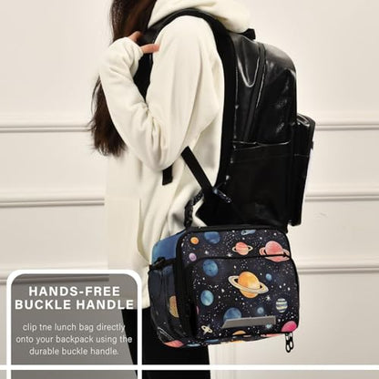 Planet Space Kids Lunch Box Insulated Lunch Bags Cooler Tote Bag with Removable Shoulder Strap for Boy Girl Student 20848878 - color: Space A