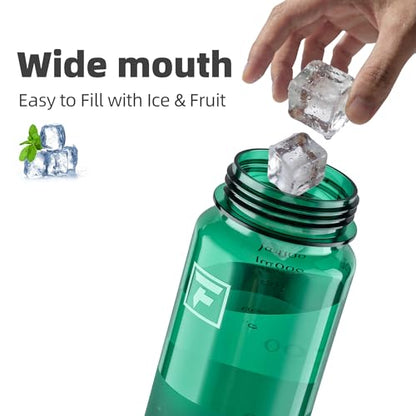 Fanhaw 32 oz Clear Water Bottle with Straw Lid - Tritan, BPA-Free, Lightweight, Wide Mouth, Leak-Proof, Perfect for Gym, Travel, School, Office, and Sports(Dark Green) - color: Dark Green