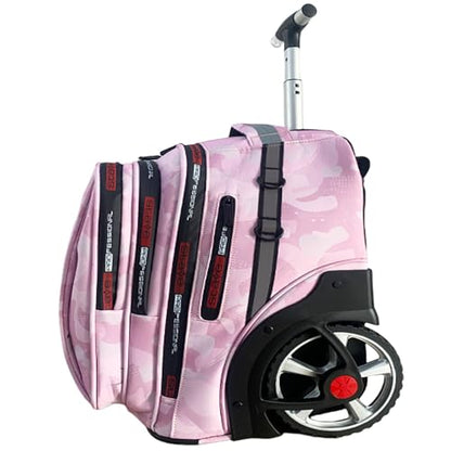 22 Inch Travel Rolling Backpack with Wheels for Women, Large Wheeled Backpacks with Large Capacity, Roller Bag with Laptop Waterproof Compartment (Pinkish)