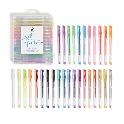 U Brands Metallic Gel Pens, Set of 30, Assorted Point Sizes, Glitter, Pastel, Neon and Classic Assorted Colors - size: 30 Count (Pack of 1)